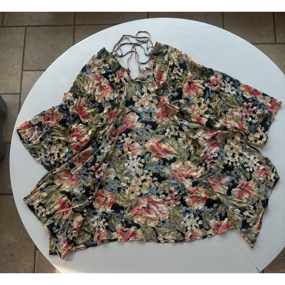 Billabong Cardigan Beach Cover Women Medium Floral 3/4 Sleeve Top - Picture 4 of 5